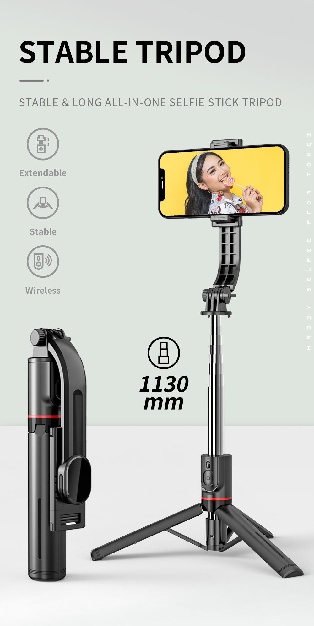 Portable 44 Inch Selfie Stick Phone Tripod With Wireless Remote Control Expandable Smartphone Tripod Stand 360 Degree Rotation Compatible With IPhone 13 12 11 Pro Xs Max Xr X 8 7 6 Plus, Android Samsung Smartphones