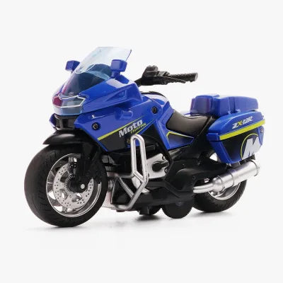 1/14 Car Model Alloy Pull Back Motorcycle Men's Locomotive Police Car with Light and Music Simulation Vehicles Children's Toys