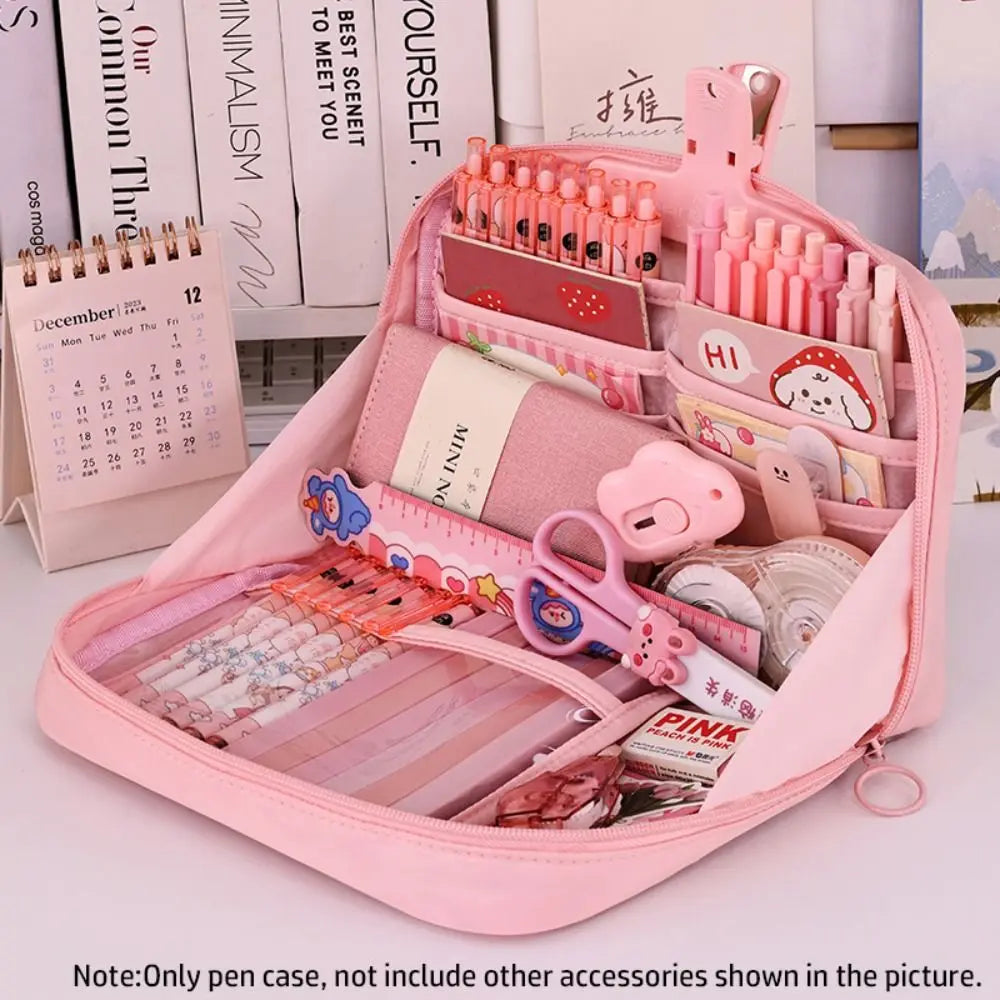 12-Layer Large Capacity Pen Bag 90 Degree Large Opening Student Multifunctional Pencil Case Zipper Stationery Organizer School