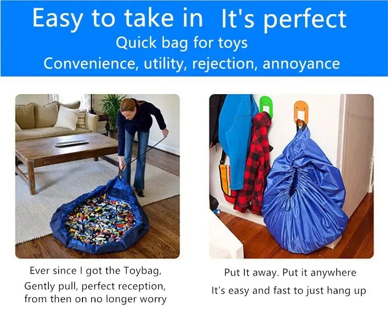 Quick storage bag for children's toys home and outdoor storage mat Large drawstring waterproof toy storage bag