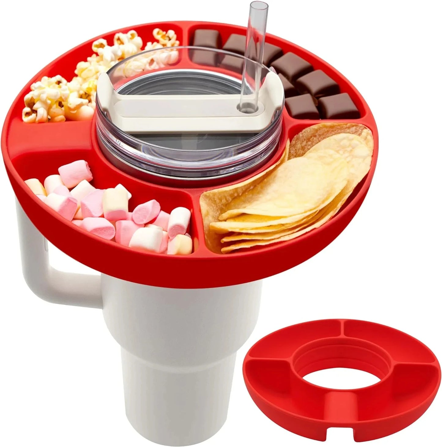 Snack Bowl for Stanley Cup Reusable Tray Food Divider with Handle Snack Platter Food Tray Rack Water Bottle and Cup Accessories