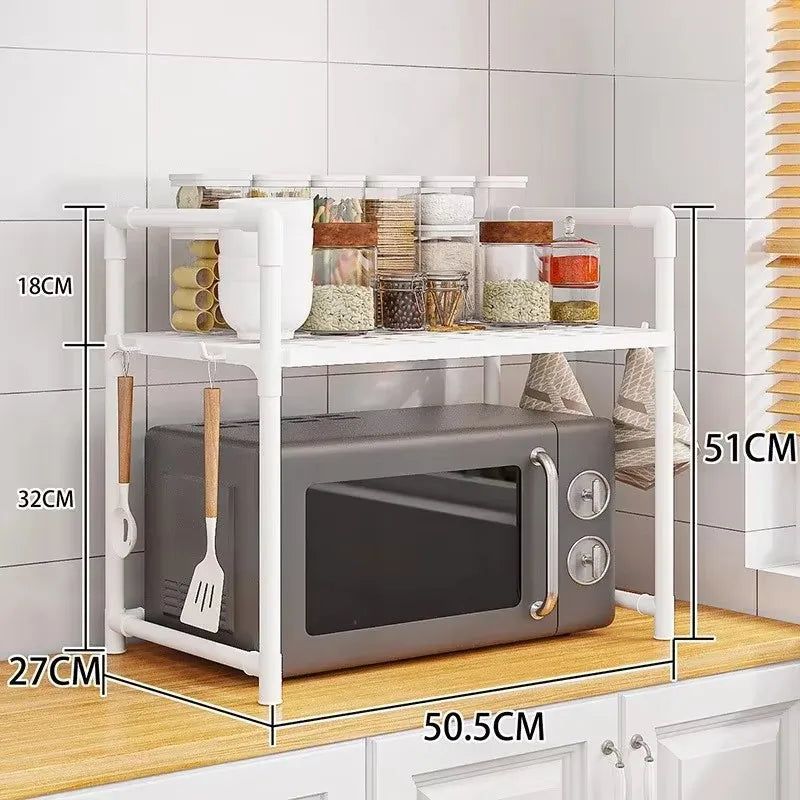 2/3-Layer Kitchen Storage Rack Simple Microwave Shelf Space-saving Countertop Tableware Tidying Organizer Kitchen Accessories