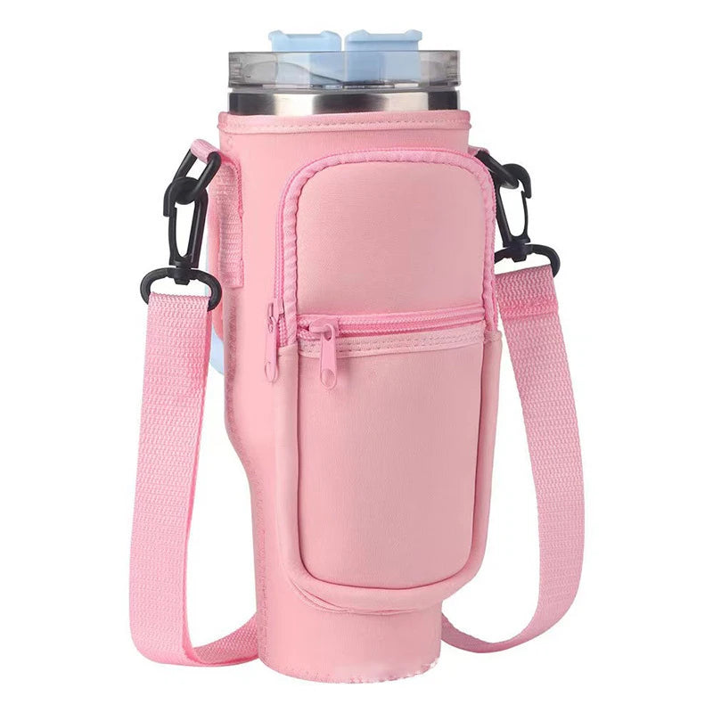 Water Bottle Carrier Bag with Phone Pocket for Stanley Cup 40 oz, Water Bottle Holder Adjustable Strap Stanley Cup Accessories