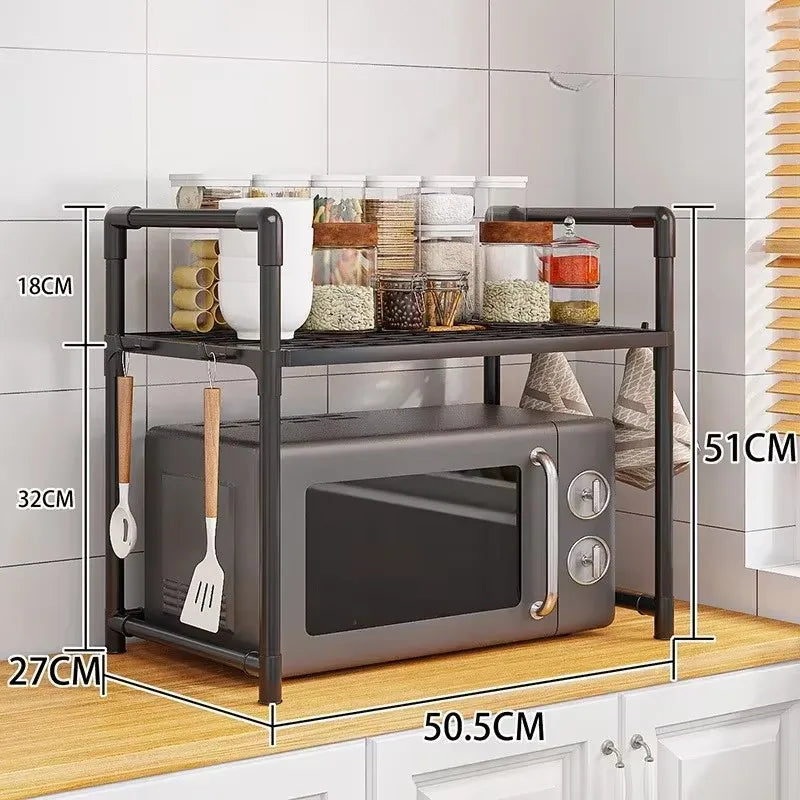 2/3-Layer Kitchen Storage Rack Simple Microwave Shelf Space-saving Countertop Tableware Tidying Organizer Kitchen Accessories