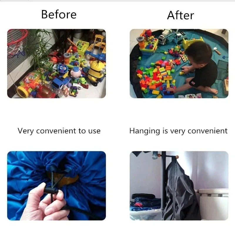 Quick storage bag for children's toys home and outdoor storage mat Large drawstring waterproof toy storage bag