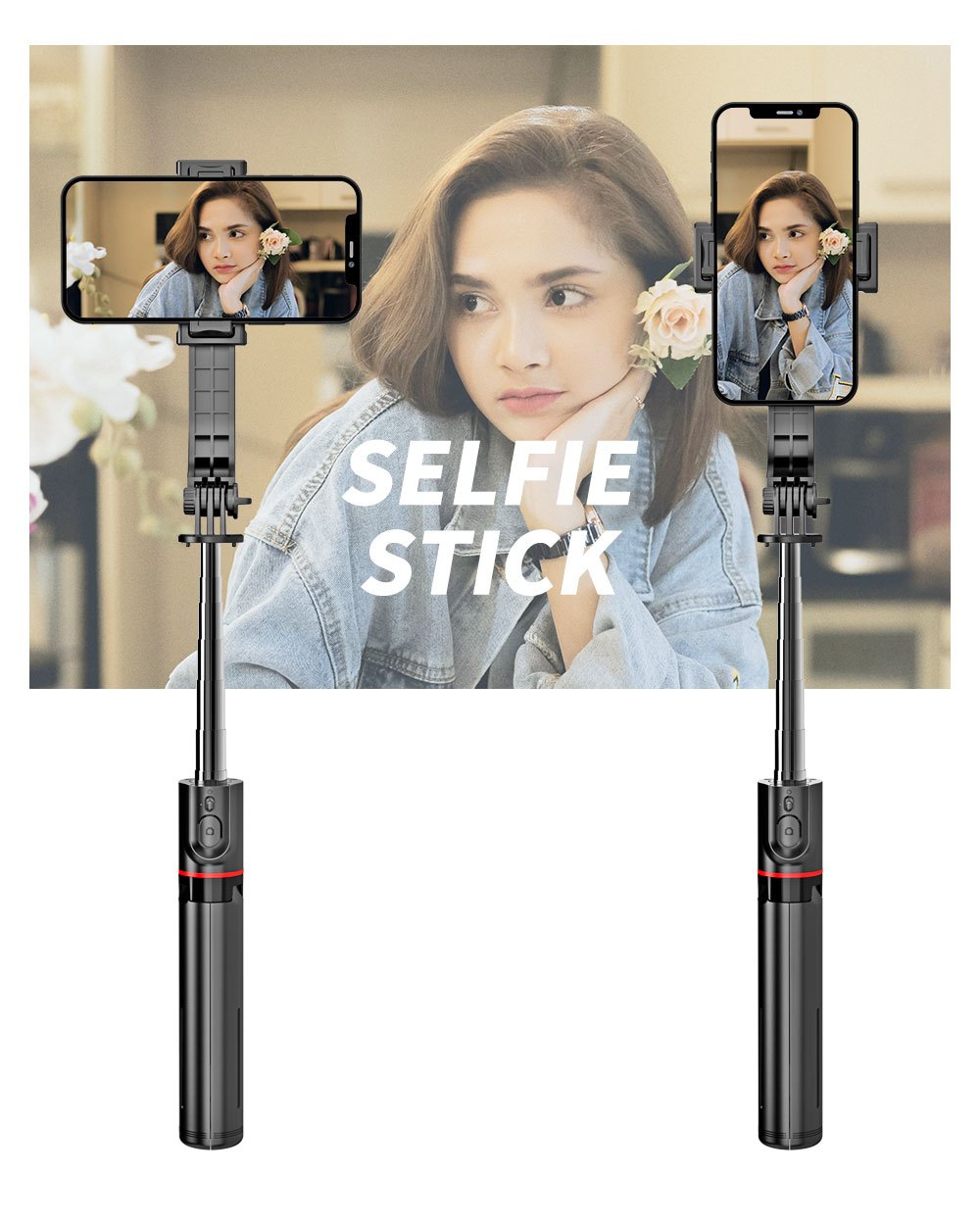 Portable 44 Inch Selfie Stick Phone Tripod With Wireless Remote Control Expandable Smartphone Tripod Stand 360 Degree Rotation Compatible With IPhone 13 12 11 Pro Xs Max Xr X 8 7 6 Plus, Android Samsung Smartphones