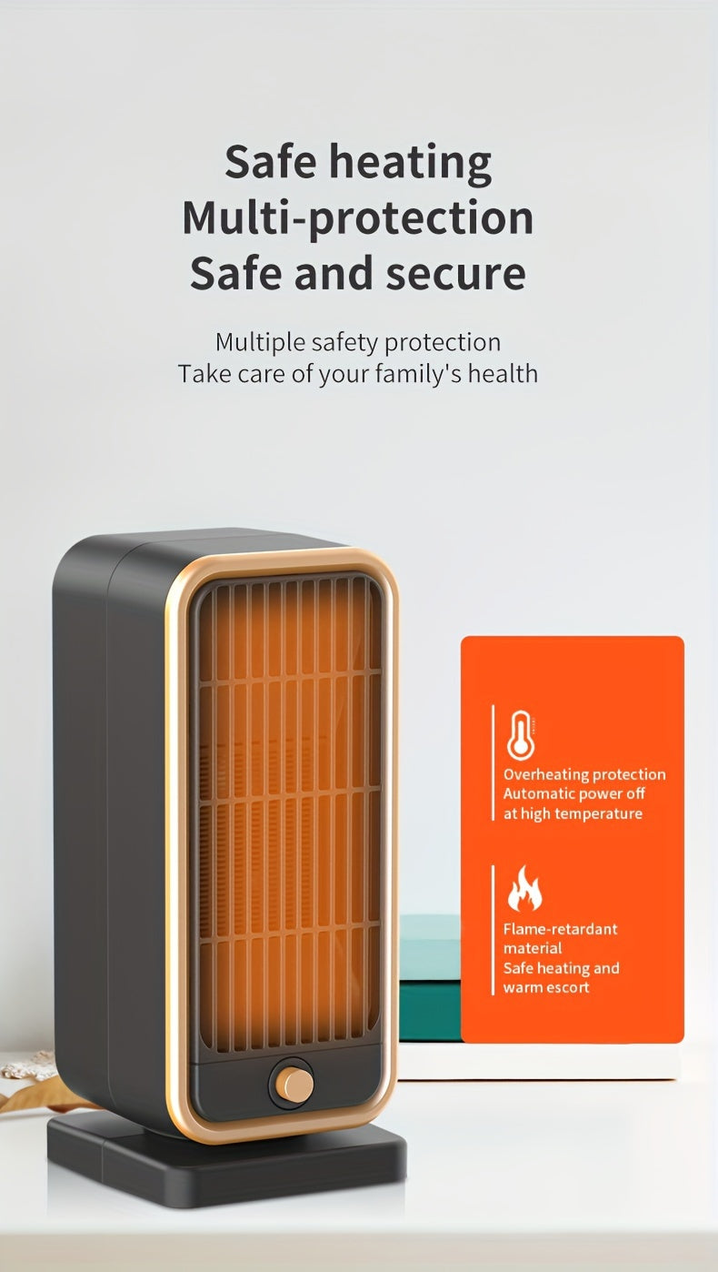 500W Quiet Ceramic Heater with Thermostat - Energy-Efficient, Portable & Safe for Home/Office Use