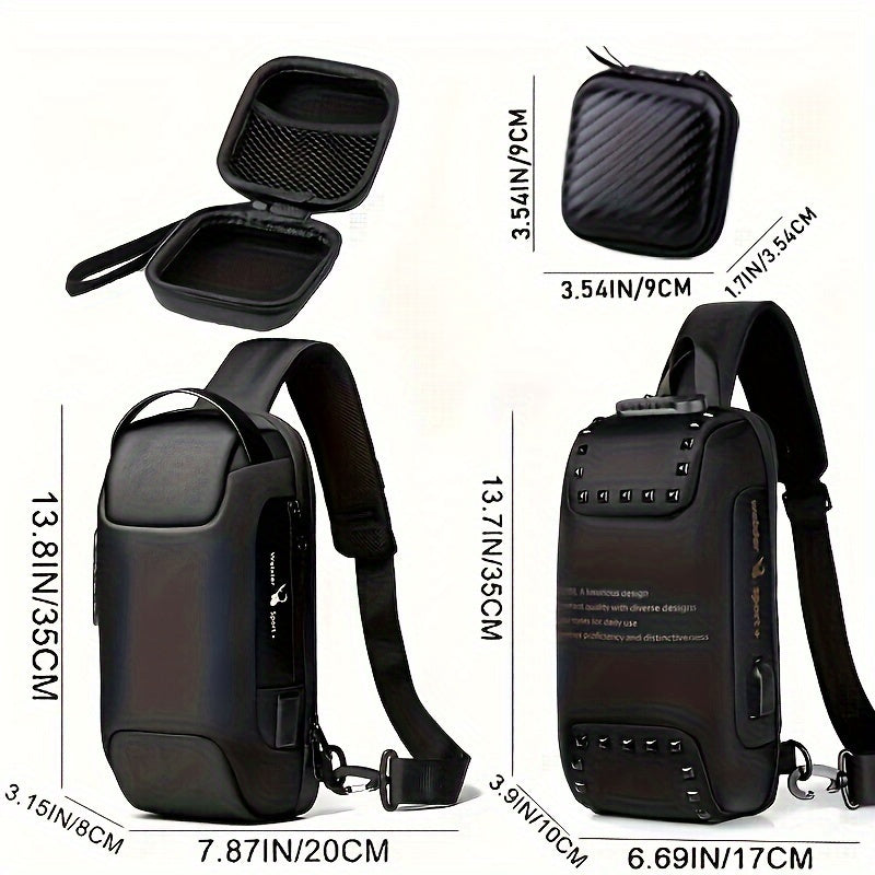 WEIXIER 1pc Men's Waterproof Oxford Fabric Waist Bag With USB Charging And Combination Lock Give Gifts To Men On Valentine's Day Gift For Father