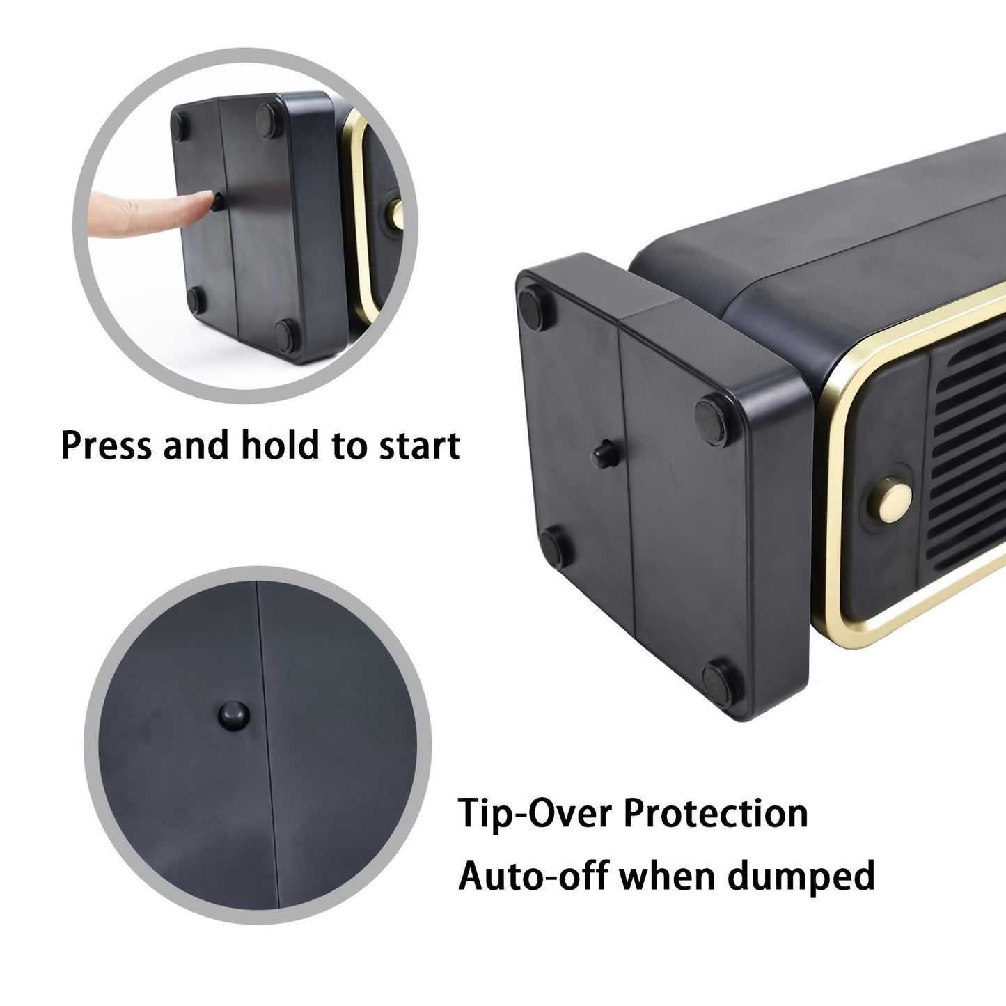 500W Quiet Ceramic Heater with Thermostat - Energy-Efficient, Portable & Safe for Home/Office Use