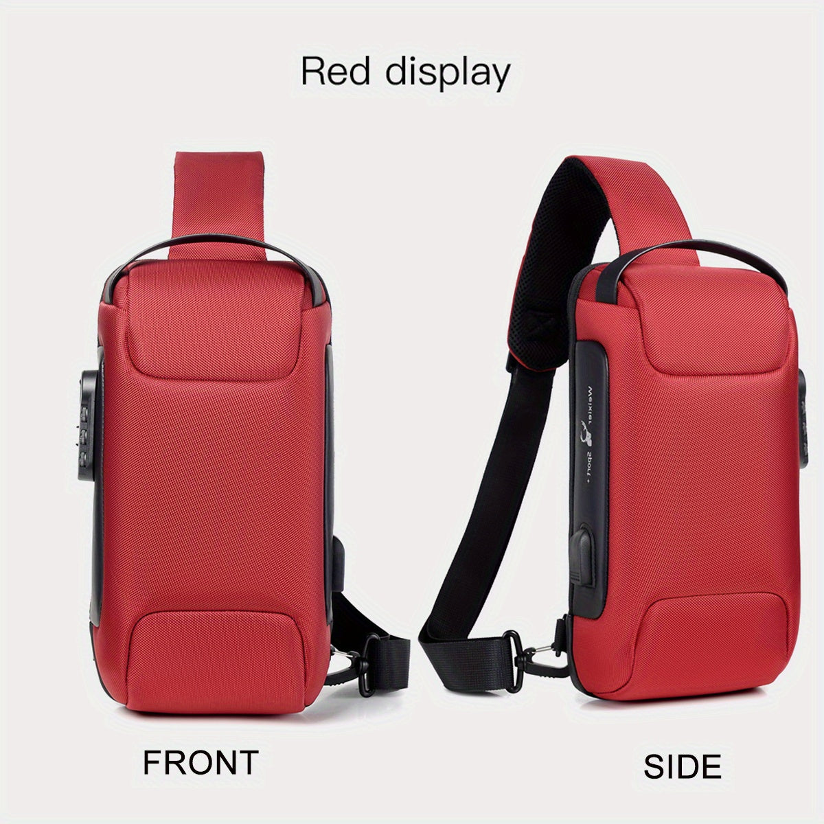 WEIXIER 1pc Men's Waterproof Oxford Fabric Waist Bag With USB Charging And Combination Lock Give Gifts To Men On Valentine's Day Gift For Father