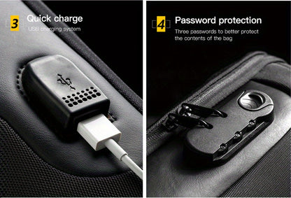 WEIXIER 1pc Men's Waterproof Oxford Fabric Waist Bag With USB Charging And Combination Lock Give Gifts To Men On Valentine's Day Gift For Father