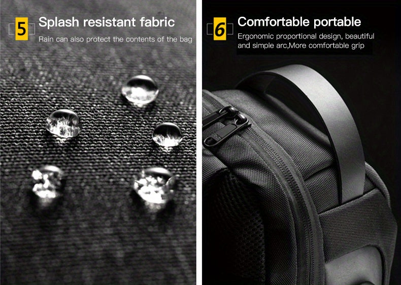 WEIXIER 1pc Men's Waterproof Oxford Fabric Waist Bag With USB Charging And Combination Lock Give Gifts To Men On Valentine's Day Gift For Father