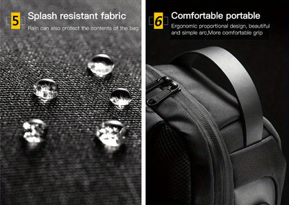 WEIXIER 1pc Men's Waterproof Oxford Fabric Waist Bag With USB Charging And Combination Lock Give Gifts To Men On Valentine's Day Gift For Father