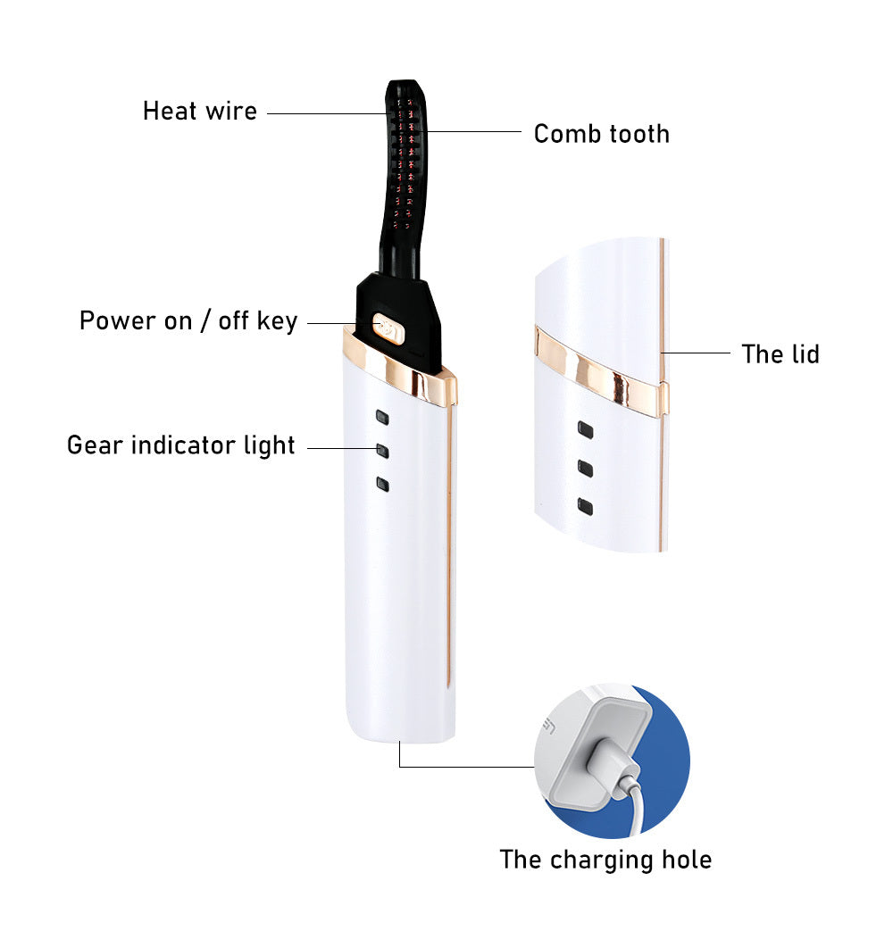 Long-Lasting Portable Electric Eyelash Curler with Heated Technology - Perfect Gift for Women