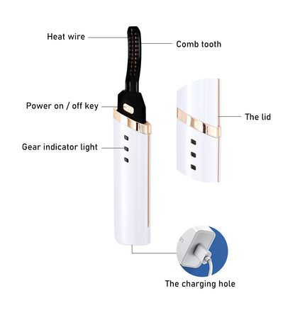 Long-Lasting Portable Electric Eyelash Curler with Heated Technology - Perfect Gift for Women