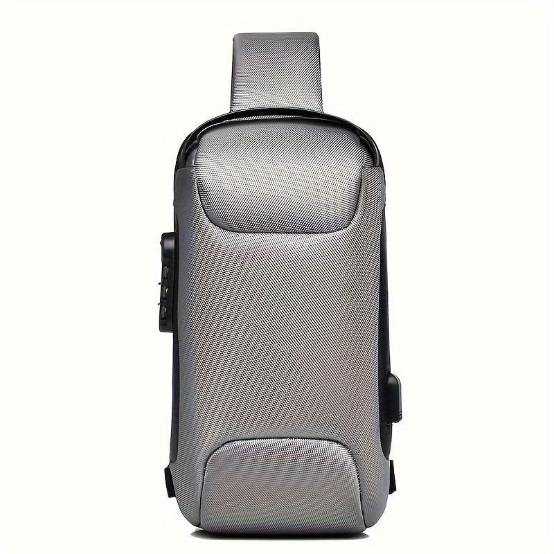 WEIXIER 1pc Men's Waterproof Oxford Fabric Waist Bag With USB Charging And Combination Lock Give Gifts To Men On Valentine's Day Gift For Father