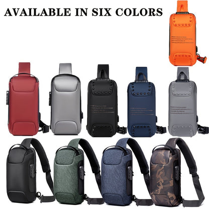 WEIXIER 1pc Men's Waterproof Oxford Fabric Waist Bag With USB Charging And Combination Lock Give Gifts To Men On Valentine's Day Gift For Father