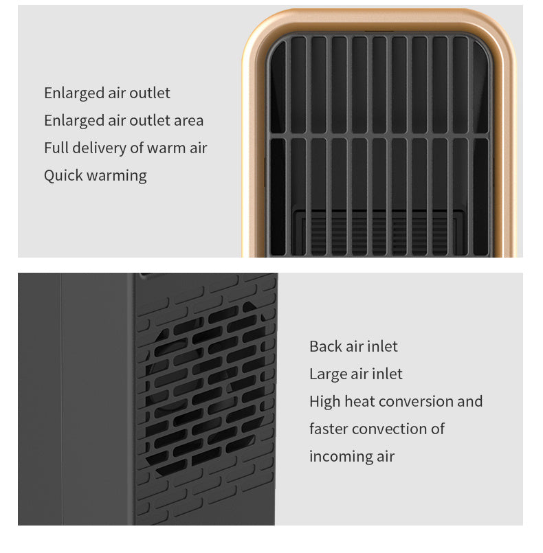 500W Quiet Ceramic Heater with Thermostat - Energy-Efficient, Portable & Safe for Home/Office Use