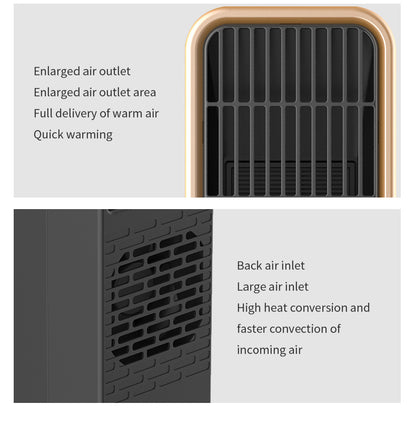 500W Quiet Ceramic Heater with Thermostat - Energy-Efficient, Portable & Safe for Home/Office Use