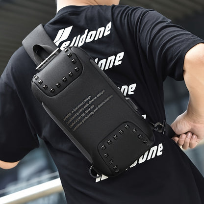 WEIXIER 1pc Men's Waterproof Oxford Fabric Waist Bag With USB Charging And Combination Lock Give Gifts To Men On Valentine's Day Gift For Father