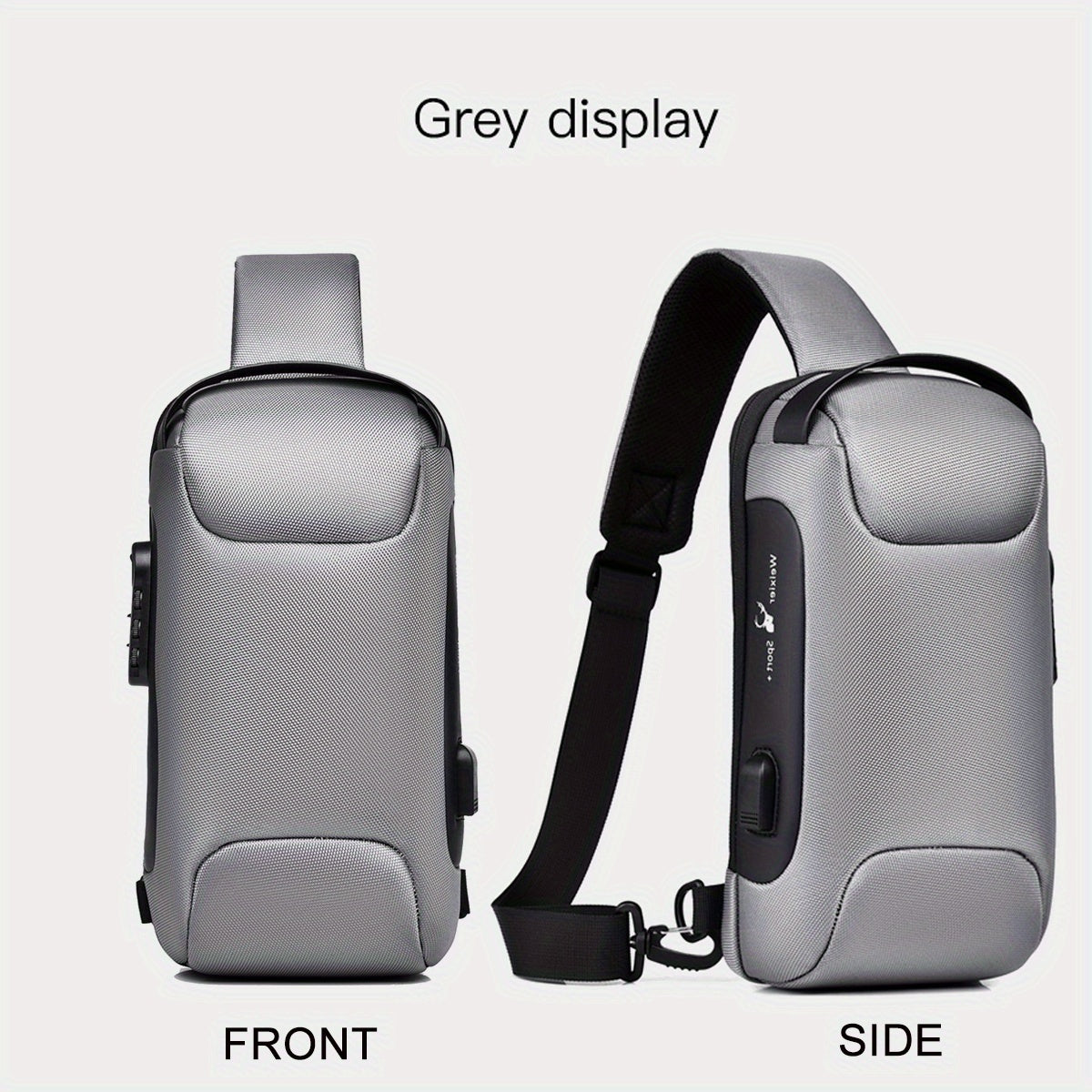 WEIXIER 1pc Men's Waterproof Oxford Fabric Waist Bag With USB Charging And Combination Lock Give Gifts To Men On Valentine's Day Gift For Father