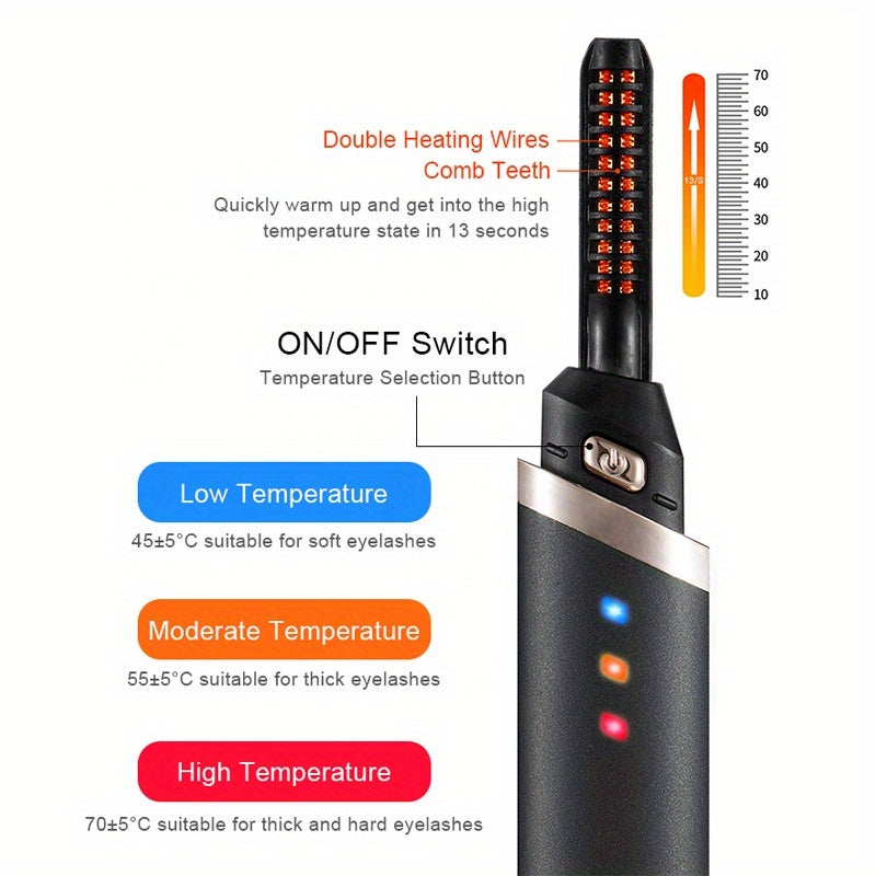 Long-Lasting Portable Electric Eyelash Curler with Heated Technology - Perfect Gift for Women