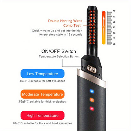 Long-Lasting Portable Electric Eyelash Curler with Heated Technology - Perfect Gift for Women