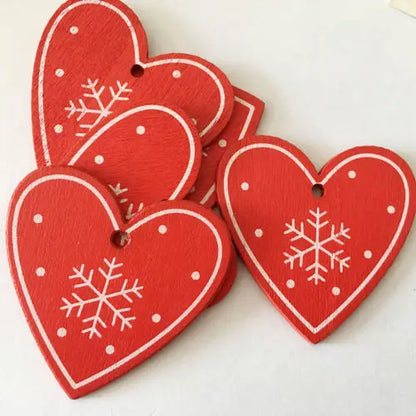 12 Pc/set of Christmas Tree Pendants Wooden Snowflakes Elk, Snowman 2022 New Year Christmas Home Decor Children's Toys and Gifts