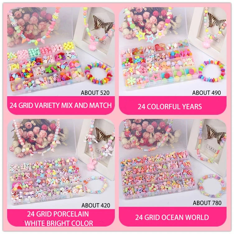 DIY Handmade Beaded Children's Toys Creative Loose Spacer Beads Making Bracelet Necklace 24 Grid Girl Jewelry Set Girl Toy Gift