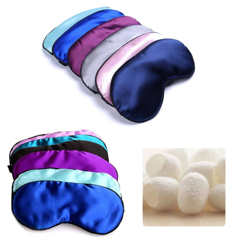9 Colors Pure Silk Sleep Eye Mask Travel Accessories Padded Shade Cover Travel Relax Aid Blindfold Comfort Sleeping Aids Protect