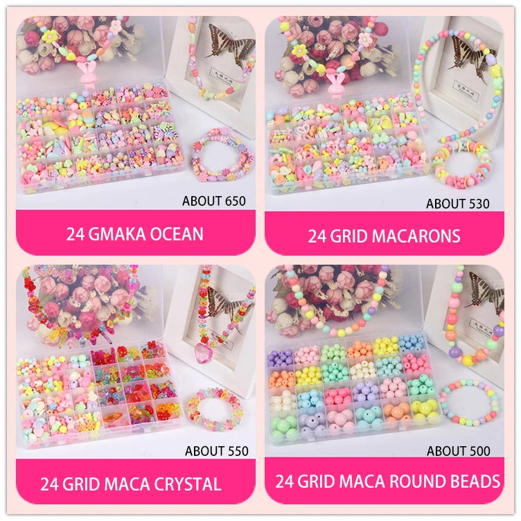 DIY Handmade Beaded Children's Toys Creative Loose Spacer Beads Making Bracelet Necklace 24 Grid Girl Jewelry Set Girl Toy Gift