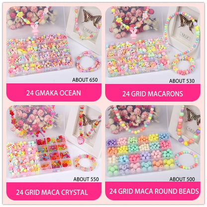 DIY Handmade Beaded Children's Toys Creative Loose Spacer Beads Making Bracelet Necklace 24 Grid Girl Jewelry Set Girl Toy Gift