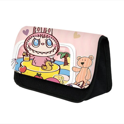 Labubu Pencil Cases Kawaii Large Capacity Pencil Storage Bag Student Stationery Organizer Pouch School Office Supplies Kids Gift