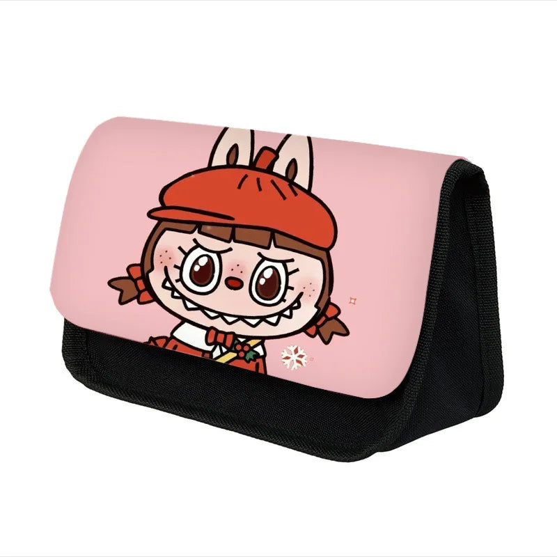 Labubu Pencil Cases Kawaii Large Capacity Pencil Storage Bag Student Stationery Organizer Pouch School Office Supplies Kids Gift