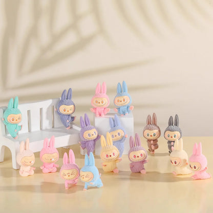 Cartoon Labubu Series Mini Flocking Exquisite Cute Doll Gift Diy Pendant Accessories Decoration Kawaii Toys Gift