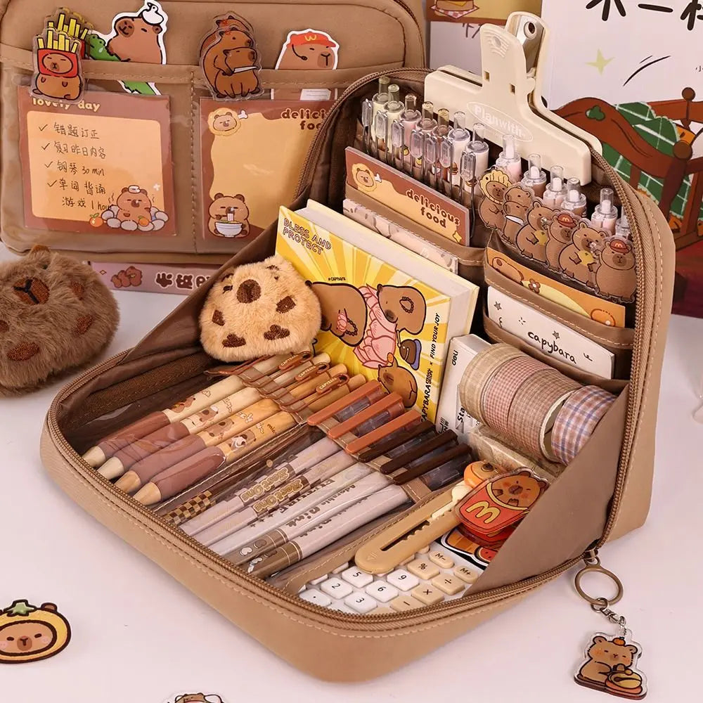 12-Layer Large Capacity Pen Bag 90 Degree Large Opening Student Multifunctional Pencil Case Zipper Stationery Organizer School