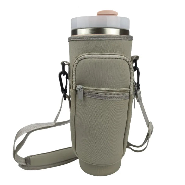 Water Bottle Carrier Bag with Phone Pocket for Stanley Cup 40 oz, Water Bottle Holder Adjustable Strap Stanley Cup Accessories