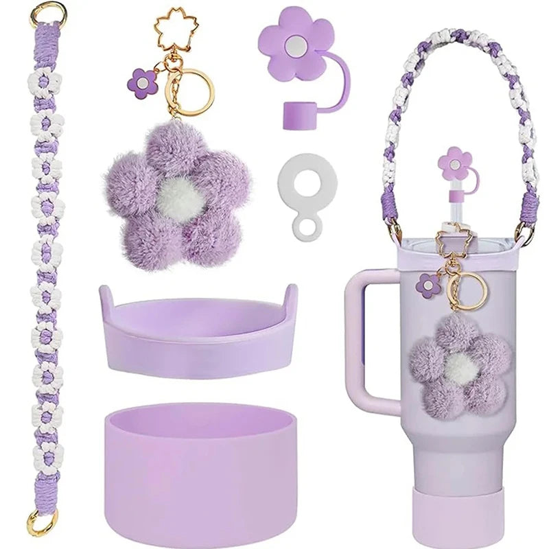 Stanley Cup Accessories Set Including Silicone Straw Cover, Silicone Boot, Water Bottle Handle Strap