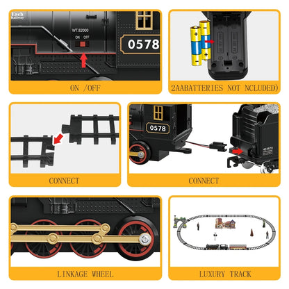 RC Train Toys Simulation Train Remote Control Retro Steam Electric Stepless Speed Control Remote Smoking Train Children's Toys
