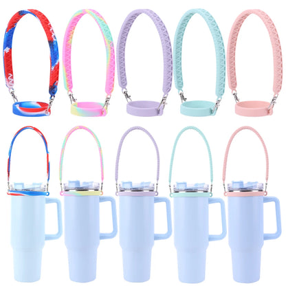 Portable Silicone Water Bottle Handle Fit 8-40oz Bottles Water Bottle Sling Water Bottle Carrier for Stanley Cup Accessories