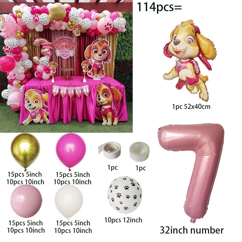 Pink Paw Patrol Dog Chase Skye Marshall Animal Shaped Aluminum Balloon Boys and Girls Birthday Party Decorations Children's Toys