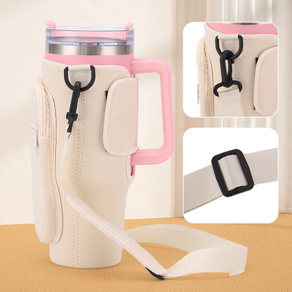 Water Bottle Carrier Bag with Phone Pocket for Stanley Cup 40 oz, Water Bottle Holder Adjustable Strap Stanley Cup Accessories