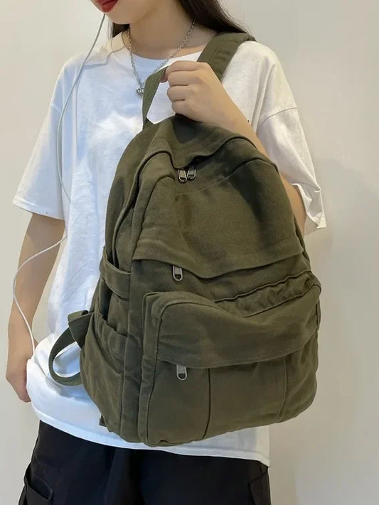 Girl School Bag New simple College Student Vintage Women Backpack Canvas Female Laptop bag Travel Kawaii Ladies backpacks рюкзак