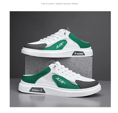 Half Slippers Men Low-top Canvas Shoes Casual Breathable Sneakers Korean Style Autumn Lace Up Casual Non-slip Trainers