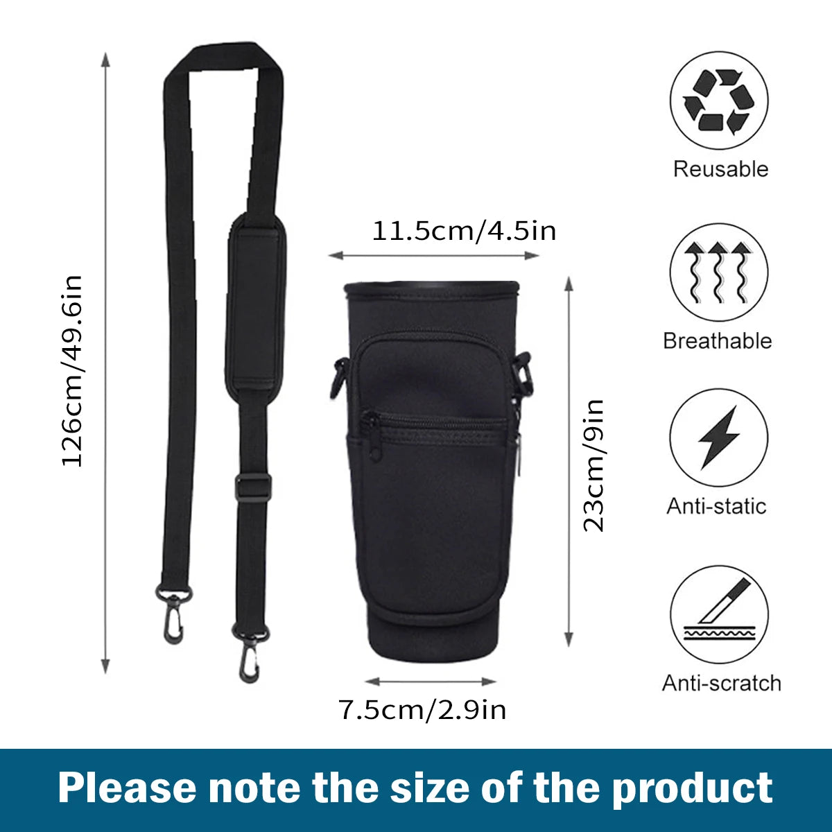 Leeseph Water Bottle Carrier Bag for Stanley 40oz Tumbler with Handle Water Bottle Pouch with Adjustable Shoulder Strap