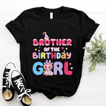 Labubu Adult Kids Birthday T-shirts Cartoon Anime Printed Tees Cute Short Sleeves Summer Tops Boys Girls Women Men Clothes Gift