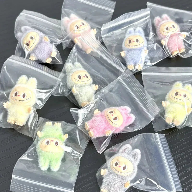 Cartoon Labubu Series Mini Flocking Exquisite Cute Doll Gift Diy Pendant Accessories Decoration Kawaii Toys Gift