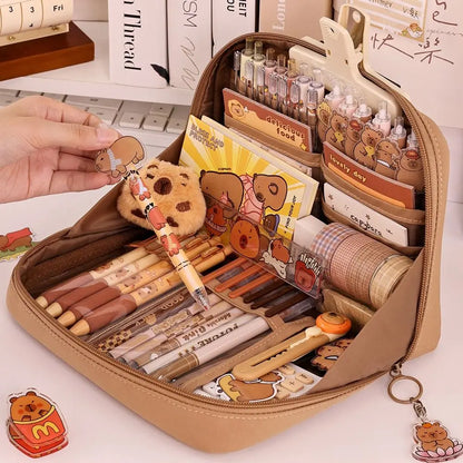 12-Layer Large Capacity Pen Bag 90 Degree Large Opening Student Multifunctional Pencil Case Zipper Stationery Organizer School