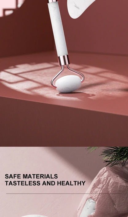 Resin double head roller massager heart-shaped face and eye massage scraping Combination set massage roller