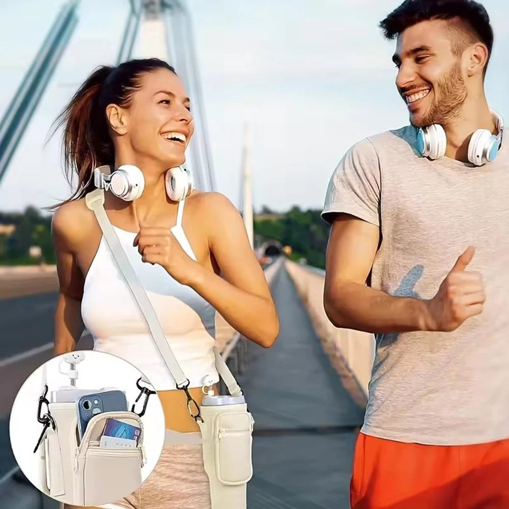 Water Bottle Carrier Bag with Phone Pocket for Stanley Cup 40 oz, Water Bottle Holder Adjustable Strap Stanley Cup Accessories